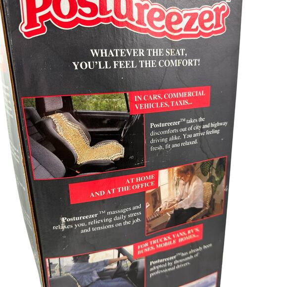 Vintage Orig postureezer Wooden Beaded Massage Chair Car Seat Cover Nwt - Picture 7 of 7